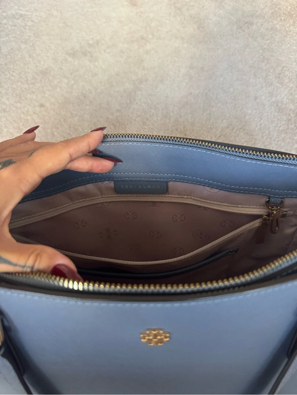 Tory Burch blue hand bag